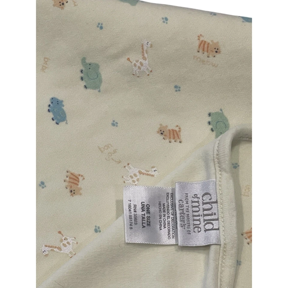 Manta amarilla Carters Child of Mine animales de safari jirafa elefante algodón Rev Foto 1 de 4