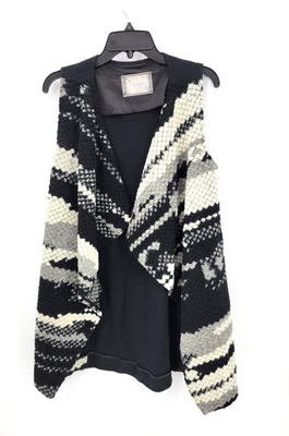 Chaleco Anthropologie Guest Editor Mujer Pequeño Negro Gris Mezcla Lana Tribal Azteca Foto 1 de 4