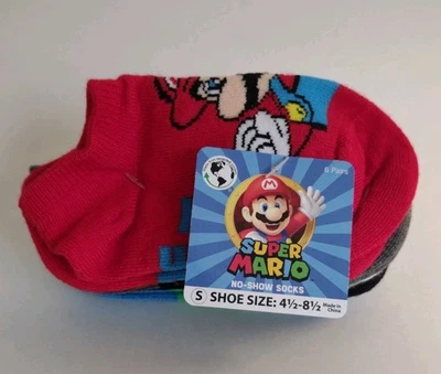Paquete de 6 calcetines Super Mario para niños talla S (talla de zapato 4,5-8,5)/nuevos Foto 1 de 4