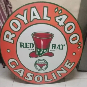 Royal 400 Gasoline Porcelain Enamel Heavy Metal Sign Variation Double Side - Picture 1 of 11