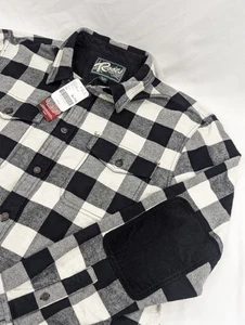 NWT Roots Park Plaid Flannel Plaid Shirt Jacket XL Elbow Patches 100% Cotton - Picture 1 of 10