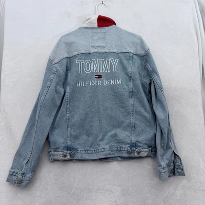 Tommy Hilfiger Denim Jacket Mens M Blue Trucker Logo Embroidered - Image 1 of 4