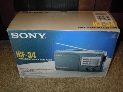 Radio Sony ICF-34 de colección nueva caja abierta TV clima AM/FM instrucciones completas Foto 1 de 2