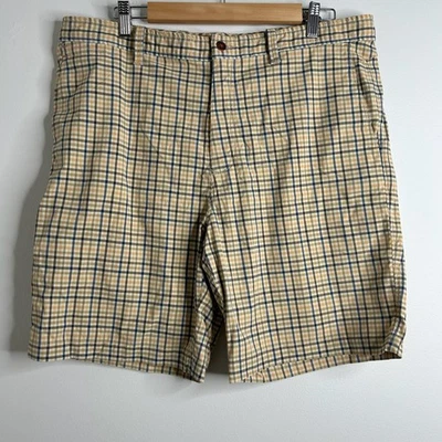 Pantalones Cortos Tommy Bahama Para Hombre 36 Azul Tostado Cuadros Nylon Elastizados Ligeros Playa Foto 1 de 4