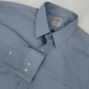 Brooks Brothers Mens Regular Fit Non Iron All Cotton Dress Shirt Blue 17 4 5 - Picture 1 of 9