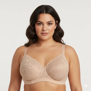 Soma Enbliss Wireless Bra 42DD Nude Beige Lace Smooth Lift Comfort No-Wire - Picture 1 of 9
