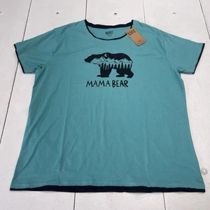 Lazy One Blue Mama Bear Graphic Short Sleeve Pajama Top Women's Size XXL - Picture 1 of 6