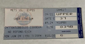 Expos Mets Ticket Stub Shea Stadium New York MLB Baseball Game 6/4/1990 - Picture 1 of 2
