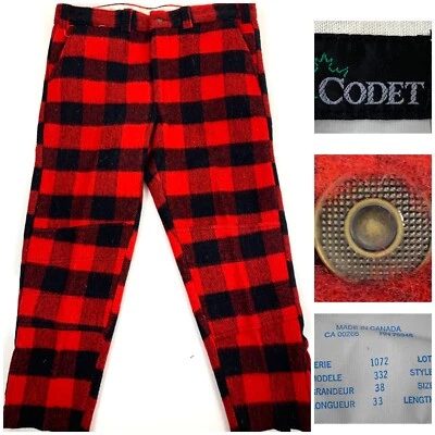 CODET Wool Blend Mens Hunting Pants, Red/Black Buffalo Plaid, Size 38x27 CANADA - Image 1 of 4