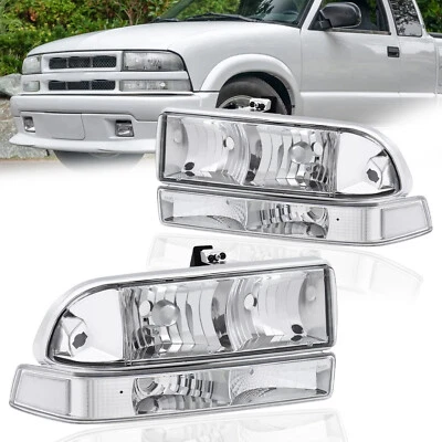 Fit For 1998-2004 CHEVY S10/BLAZER Headlights Assembly Chrome/Black Headlamps Foto 1 de 4