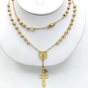 14K Gold Plated Saint Jude Necklace Rosary.  Rosario de San Judas Oro laminado. - Picture 1 of 6