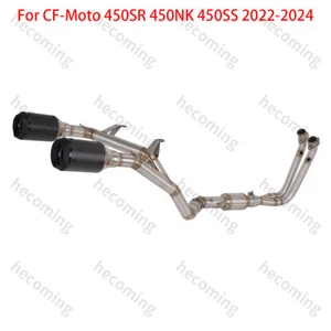 450SR Exhaust System For CF-Moto 450NK 450SR 450SS 2022-2024 Dual Muffler Carbon - Picture 1 of 8