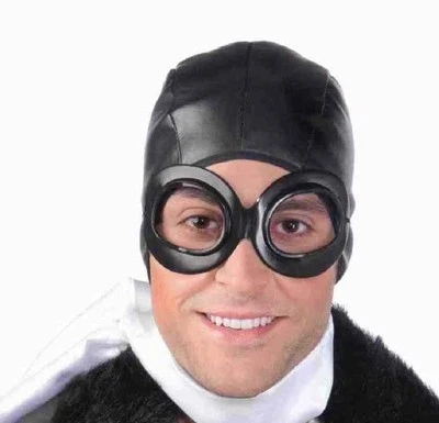 PILOTS AVIATOR HAT & GOGGLES KIT Cap Helmet Airplane Vintage WW2 Steampunk Toy   - Image 1 of 2