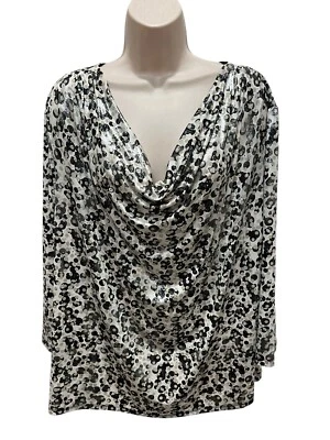 DressBarn Collection Women’s Plus Sz 2X Metallic Animal Print 3/4 Sleeve Drape - Image 1 of 4