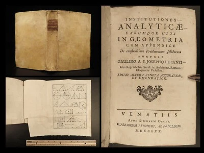 1770 RARE Geometry Analysis Italian Mathematics Institutiones Analyticae PLATES - Image 1 of 4
