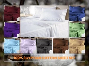 King Size 6 PCs Sheet Set Extra Deep Pocket Egyptian Cotton 1000tc Stripe Colors - Imagen 1 de 135