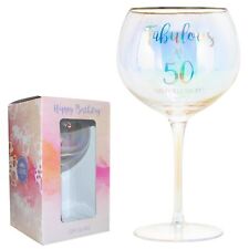 Birthday Gin Glass with Holographic / Iridescent Wording - Fabulous at 50