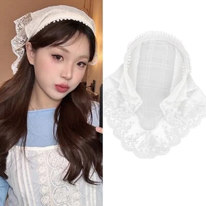 Hair Scarf Headband for Women Girls White Lace Head Kerchief Headband Soft He... - Picture 1 of 7