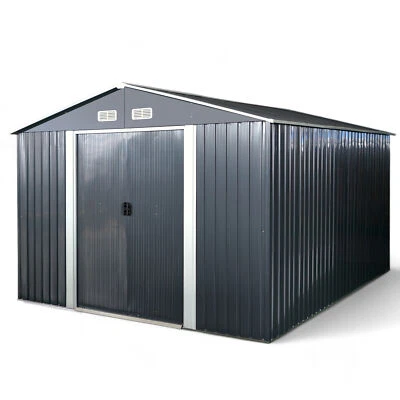 Garden shed tool shed 11 m² 367x301x214 cm door height 170 cm steel metal anthracite - Image 1 of 4