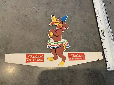 Vtg SEALTEST Circus Dog Ice Cream Cup Wrap Unused 1940-1950’s - Image 1 of 3