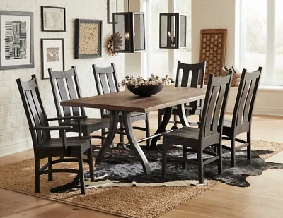Amish 7-Pc Shaker Craftsman Dining Set Solid Wood Trestle 42" x 72" - Image 1 of 4
