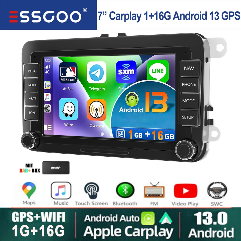 Für VW GOLF 5 6 Polo Touran Passat Carplay Autoradio Android 13 GPS NAVI RDS DAB - Bild 1 von 4