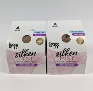 L'eggs Silken Mist Ultra Sheer Leg Control Top Tights 2 Pack A Nude LSM200 - Picture 1 of 3