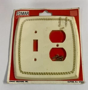 *BRAND NEW* Vintage Edmar Creations White Gold Trim Outlet Light switch Combo A - Picture 1 of 1