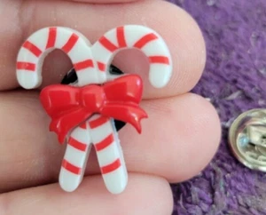^Christmas Tree Double Candy Cane Red Tie Tack Lapel Pin - Perfect for Season! - Picture 1 of 4