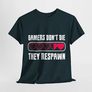 Gaming Video Games Unisex Heavy Cotton Tee T-Shirt 'Gamers Don't Die' - Picture 1 of 118