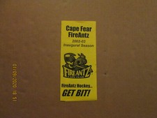 ACHL Cape Fear Fire Antz Vintage Defunct 2002-03 GET BIT! Season Ticket Brochure
