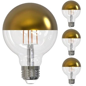 4Pack LED Round Half Gold Globe Light Bulb G25, 2700K, 4.5W(40W), E26, 350LM - Picture 1 of 3