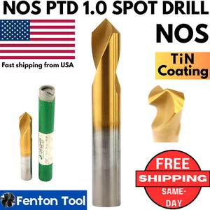 NOS PTD 1.0 SPOT DRILL HSS Tin Coating Spotting 90 Degree 1" NIB Precision Twist - Picture 1 of 8