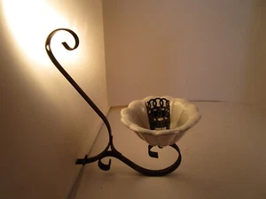 Vintage White Ceramic Metal Frame Candle Holder Sconce - Picture 1 of 10