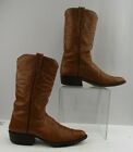 Ladies Textan Brown Leather Round Tow Cowgirl Western Boots Size: 8.5 B 