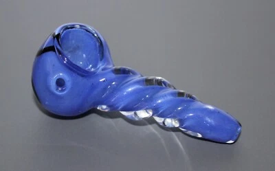 HIPPIE MOMMA 3" SAPPHIRE SPIN Unicorn Stem Tobacco Smoking Glass Pipe