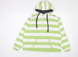 Lazy Jacks Mens Green Striped Cotton Pullover Hoodie Size L - Picture 1 of 10