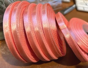vintage satin rayon 1/4" ribbon 3yds made in Japan orange - Picture 1 of 3