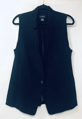 Club Monaco Zoela Vest Womens Small Black Silk Pleated Sheer Back Minimalist - Image 1 of 4