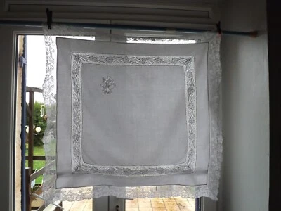 superbe taie d'oreiller, dentelles, en batiste de lin, mono P ? , ancienne - Photo 1/4