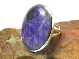 Oval Purple CHAROITE Sterling Silver 925 Gemstone RING - Size: 6 - Picture 1 of 4