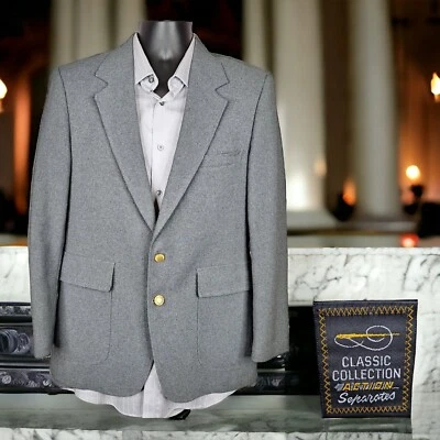 Vintage Sears Blazer Sport Coat Mens 40S Gray Gold Button Polyester - Image 1 of 4