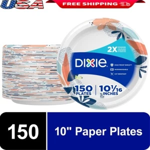 Disposable Paper Plates 10 Inch Strong Compostable 150 Count Microwave Safe New - Picture 1 of 12