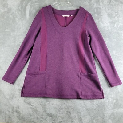 Soft Surroundings Tunic Sweater Womens Medium Purple Stretchy Pockets Cozy Work - Image 1 of 4
