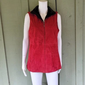 Chaleco chaleco de piel sintética de cuero gamuza rojo denim & Co. XS nuevo con etiquetas - Imagen 1 de 4