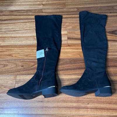 Worthington Black Over The Knee Boots Gold Accent Detail Women's - Image 1 of 4