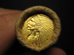 🔥LINCOLN WHEAT ROLL🔥 AU 1908 U.S. GOLD $2.50 ~AU 1897 INDIAN HEAD CENT LOT 95g - Picture 1 of 6