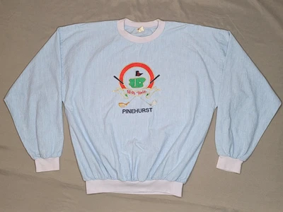 Vintage Pinehurst Sweatshirt Womens Large Blue Pink 18th Hole Golf Made USA 90s - Image 1 of 4