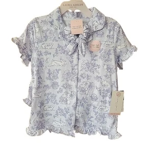Set pantaloncini pigiama bambina Laura Ashley 4T con coniglietto floreale blu scrunchie - Foto 1 di 3