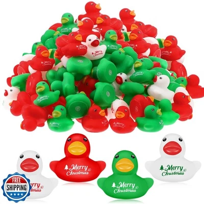 Junkin 400 Piezas Feliz Navidad Patos de Goma a Granel Mini Pato de Goma Foto 1 de 4